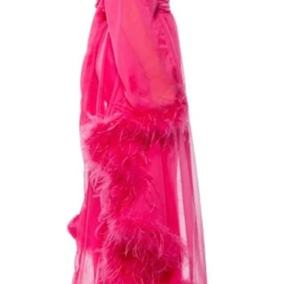 Pink Feather Trim Maxi Dress - NWT - Picture 5 of 9